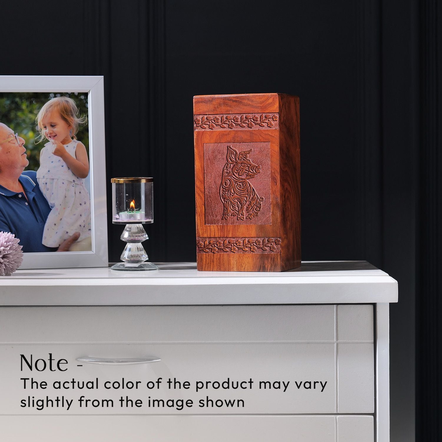 Pig Wooden Box For Ashes - Wood Urns For Human Ashes