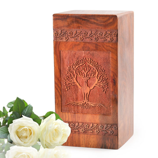 Deer Wooden Box For Ashes Adult - Wood Urns For Burial