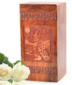 Peacock Wooden Box For Ashes - Cremation Urn For Adults Wood Box