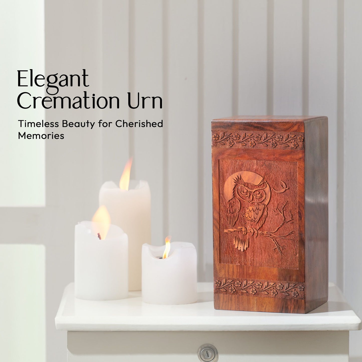 Owl Wooden Burial Urns Box For Ashes - Cremation Box Adult