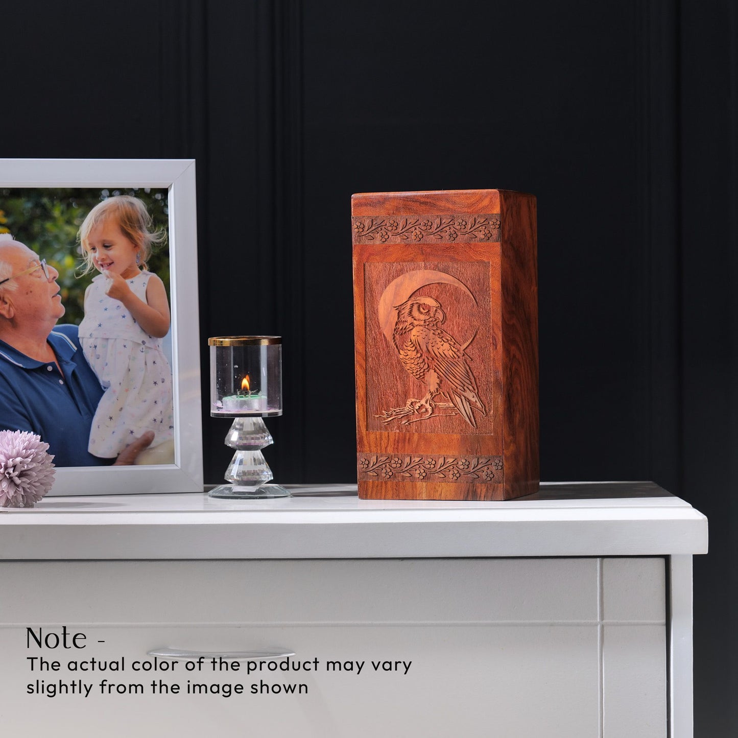 Owl Wood Cremation Urns Box For Human Ashes - Burial Box