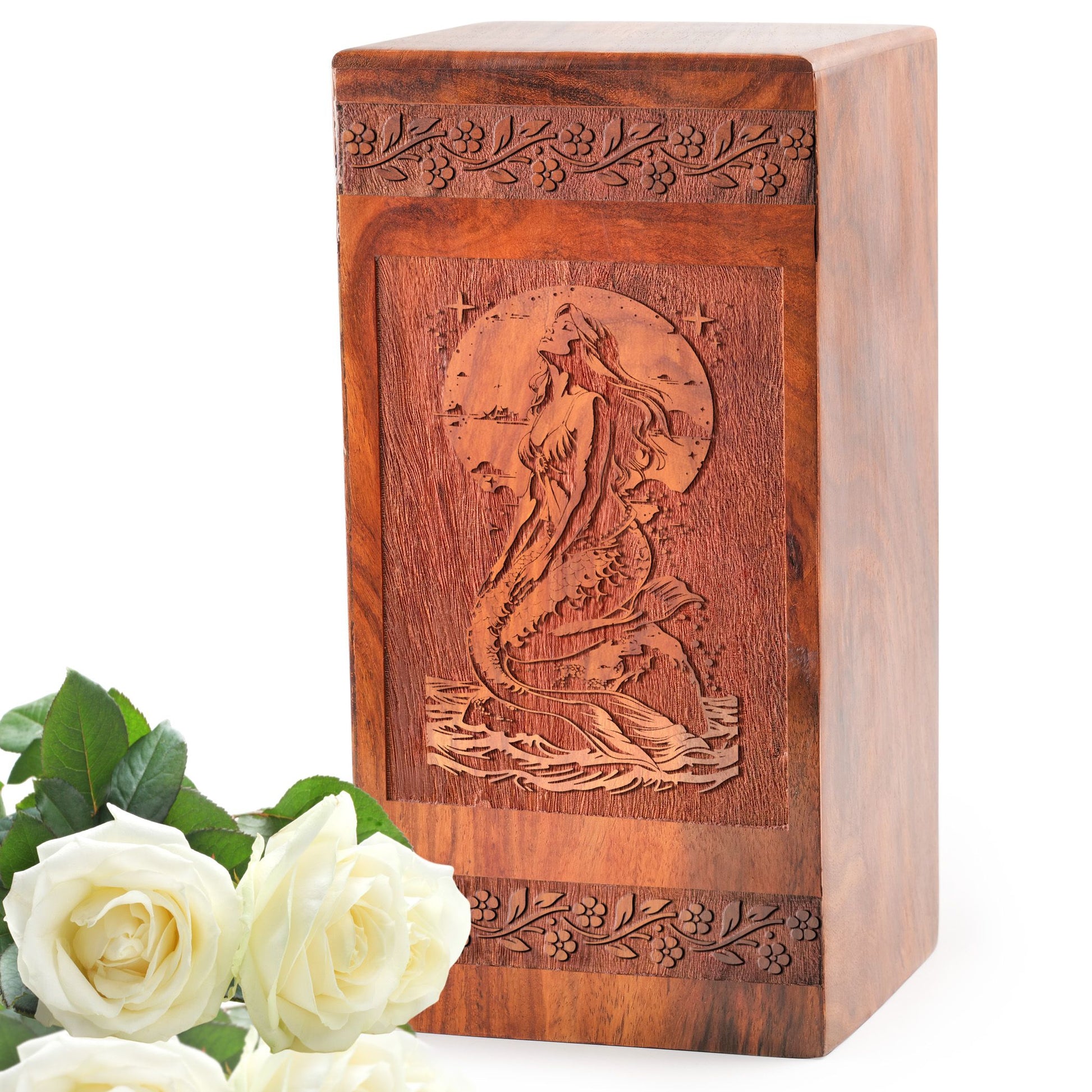 Mermaid Wooden Urns For Ashes - Wood Urn For Burial
