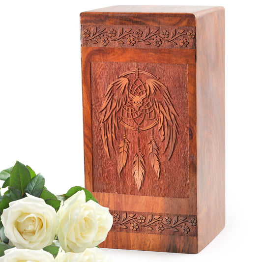 Dream Catcher Wooden Keepsake Box - Cremation Urns For Human Ashes Adult