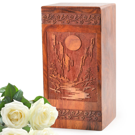 Canyon Wooden Keepsake Cremation Urns - Wood Box For Ashes Adult Male