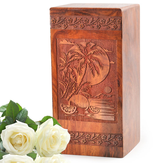 Citrus Orchard Wood Urns For Ashes - Wooden Box For Cremation Burial