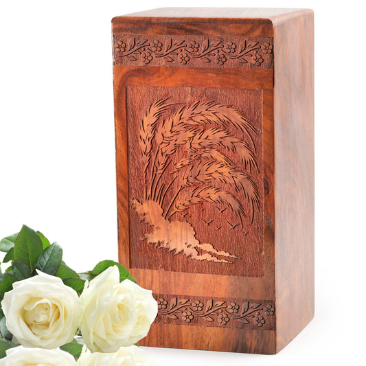 Cornfield Wooden Box For Ashes - Wood Urns For Burial Cremation Ashes