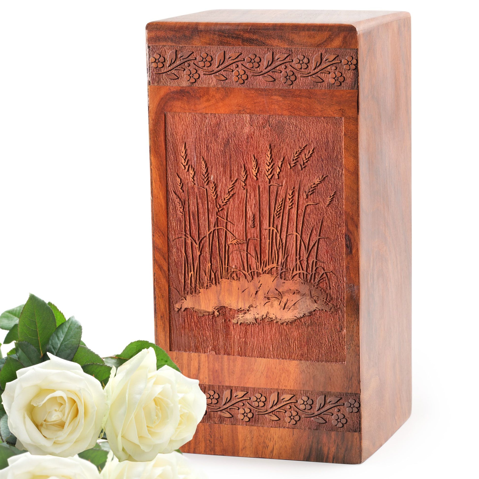 Cornfield Wooden Cremation Urns - Wood Box For Human Ashes Adult Male