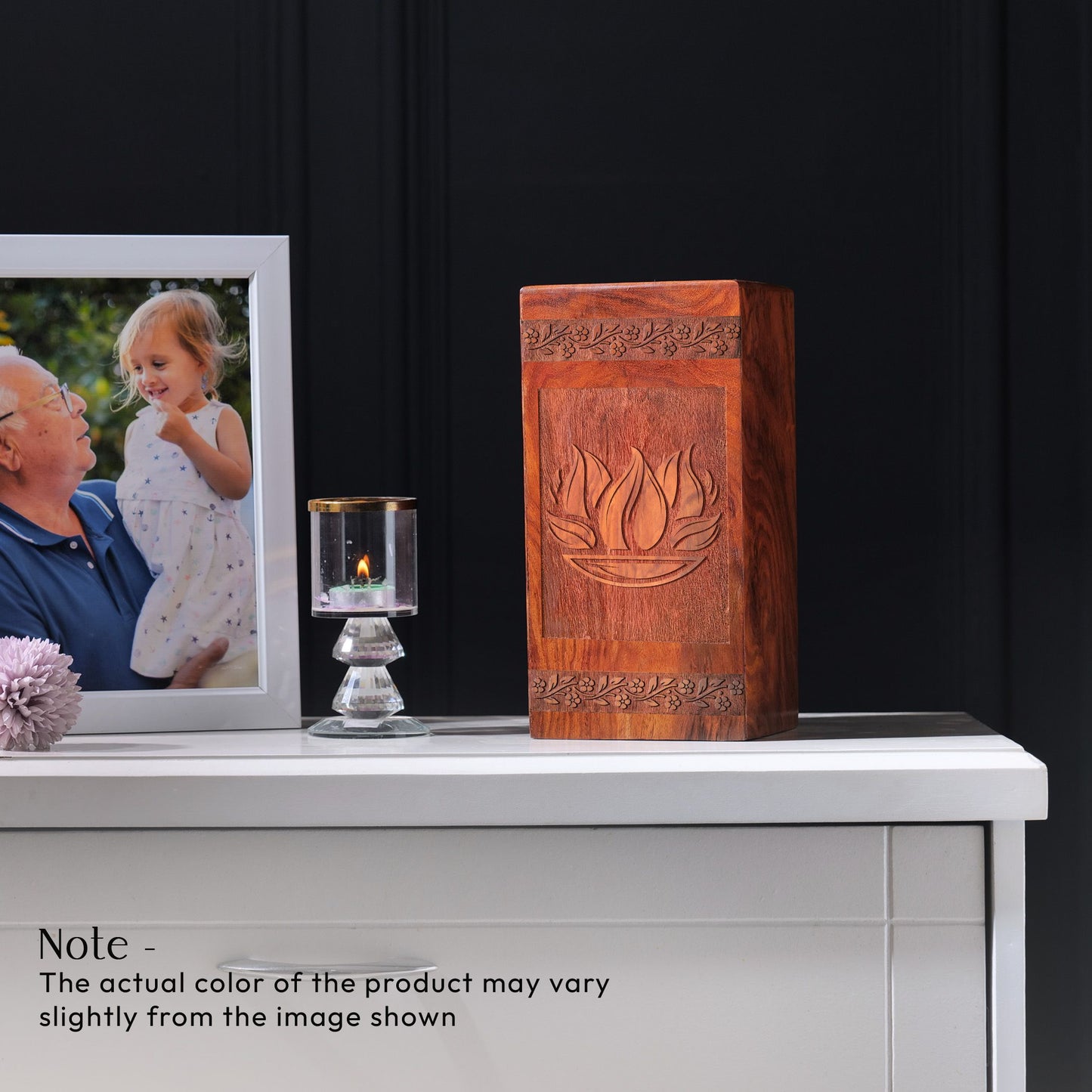 Fire Pit Wooden Urns For Ashes - Cremation Box Wood Urns For Adult Male