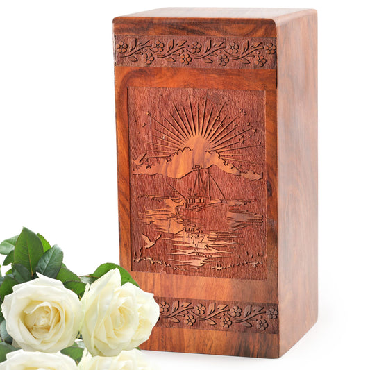 Fishing Boat Urns For Cremation Ashes - Wood Box For Adult Man