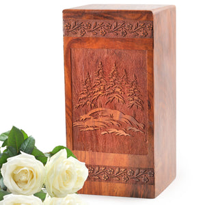 Forest Wood Cremation Urns For Burial - Large Ashes Box