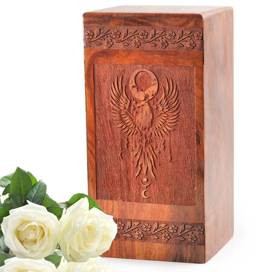 Phoenix Wood Urns For Ashes – Large Box For Cremation Burial