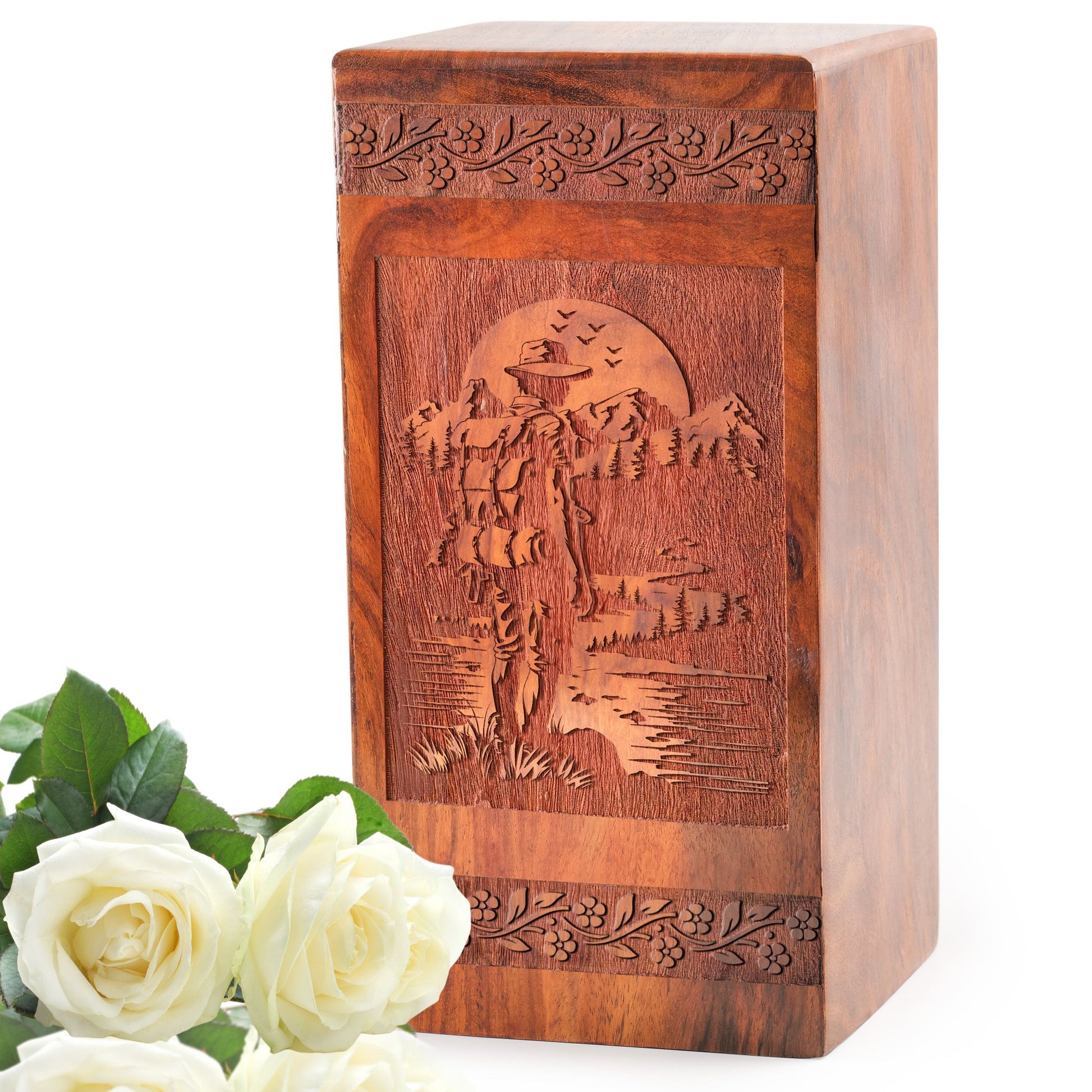 Hiker On Trail Wooden Box Urns – Adult Male Cremation Ash Box