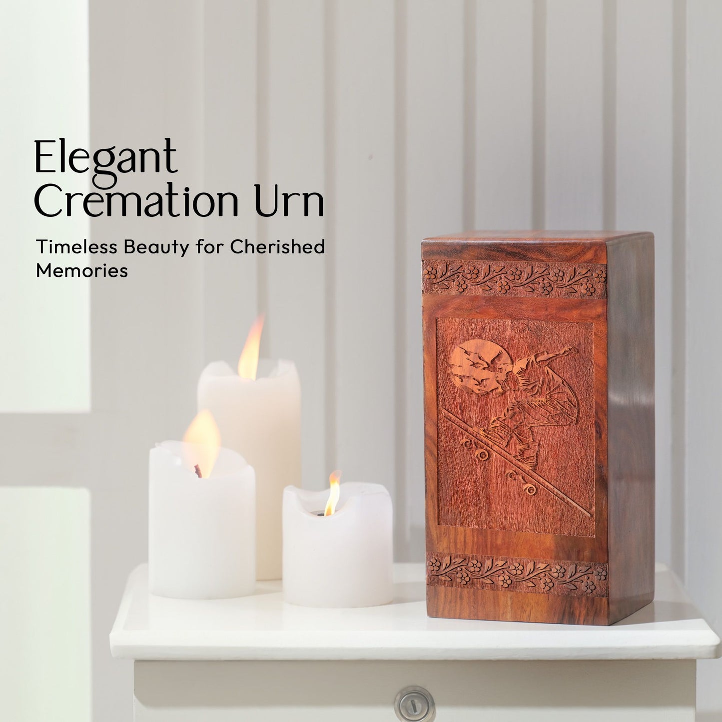 Ice Skater Rosewood Urns – Adult Male Cremation Ash Box