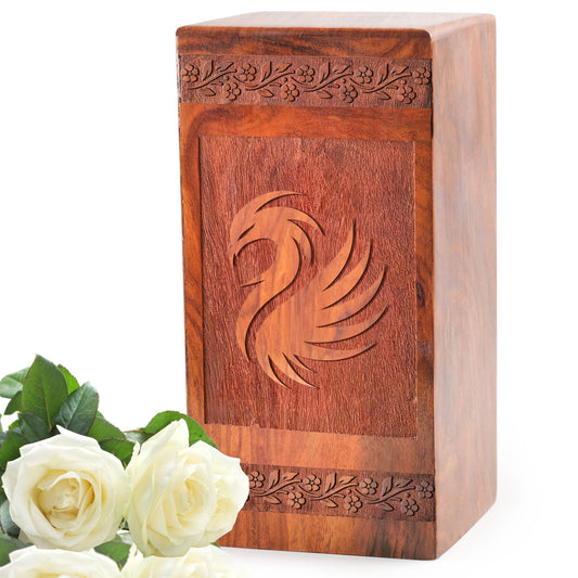 Phoenix Wood Urns For Ashes Adult Male – Cremation Memorial Box