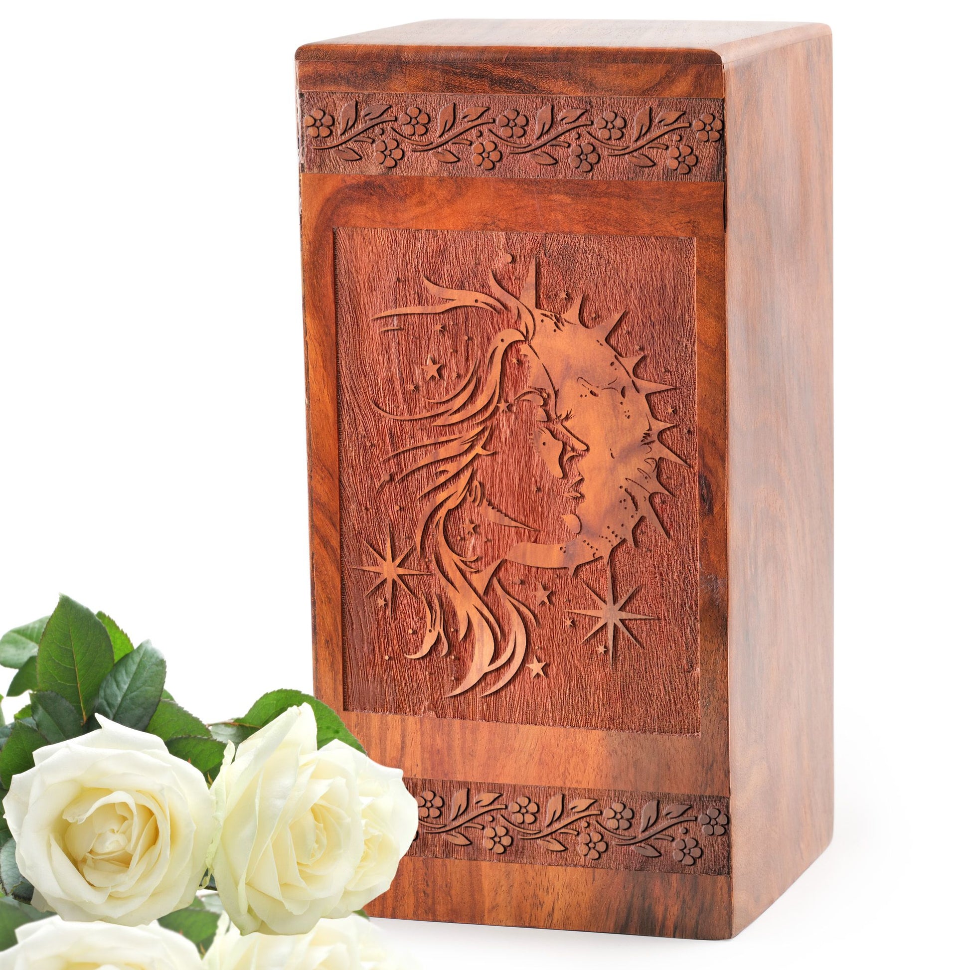 Moon Phases Urns Box For Human Ashes – Wooden Cremation Memorial