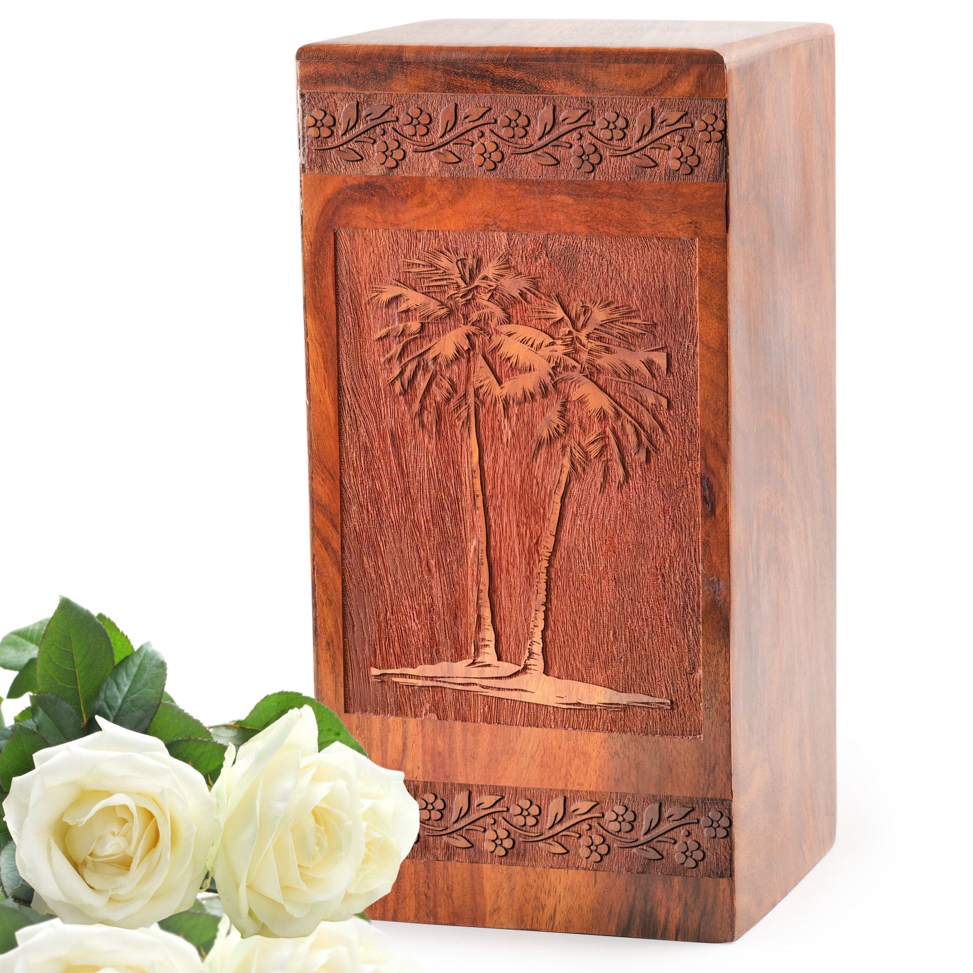 Palm Trees Wooden Cremation Urns – Memorial Urns For Human Ashes