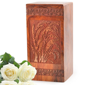 Rice Paddy Wooden Cremation Urns For Human Ashes â€“ Memorial Box