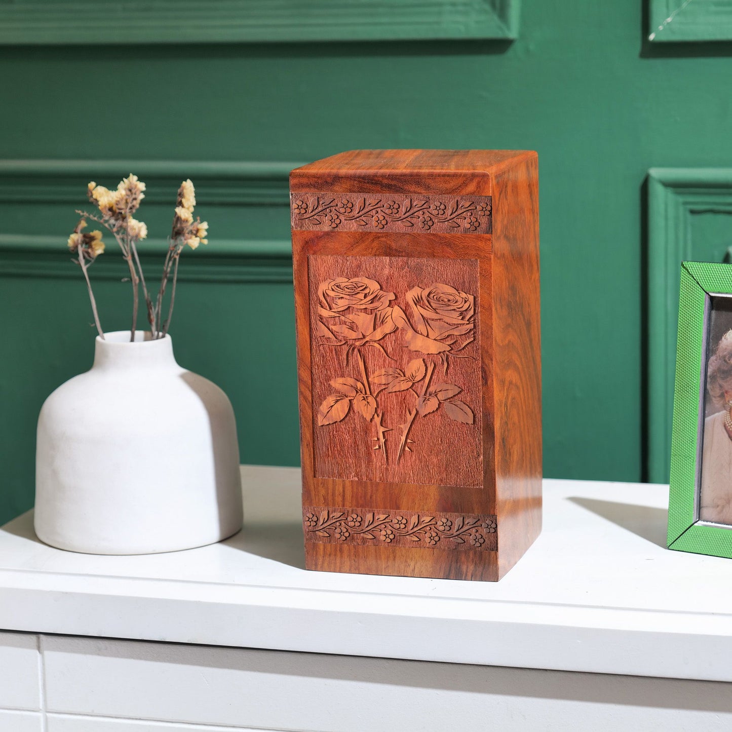 Rose Garden Wooden Box – Cremation Urns For Ashes Memorial