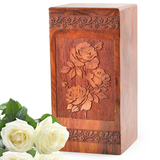 Rose Garden Cremation Urns – Wooden Box For Human Ashes Memorial