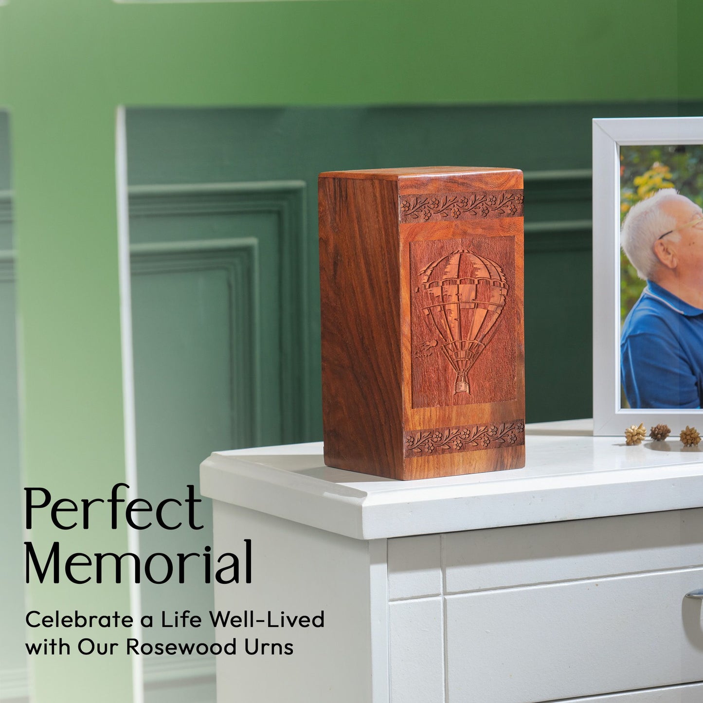 Hot Air Balloon Memorial Urns – Handcrafted Wooden Cremation Box