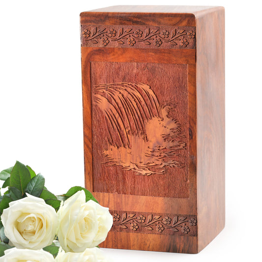 Water Lily Pond Memorial Urns – Wooden Cremation Box For Loved Ones