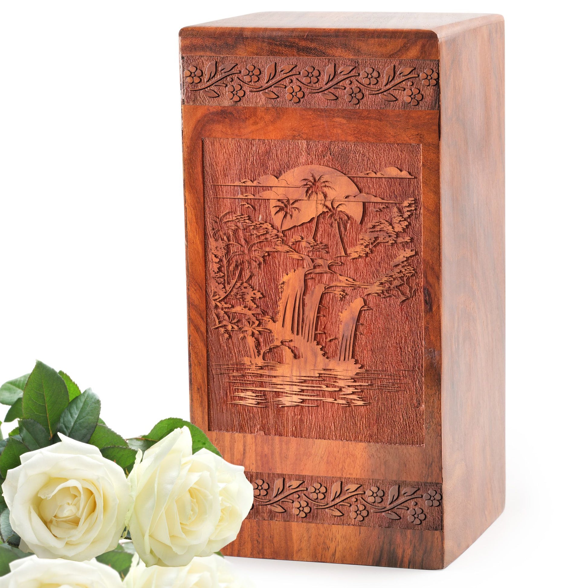 Water Lily Pond Cremation Urns – Handcrafted Wooden Box For Ashes