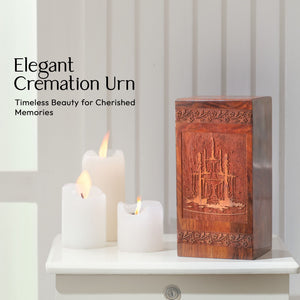 Water Lily Pond Wooden Cremation Urns â€“ Memorial Box For Ashes