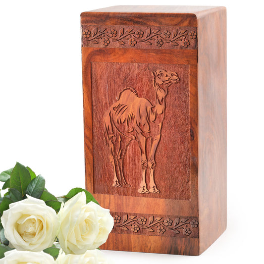 Camel In Desert Cremation Urns – Wooden Box For Memorial Ashes
