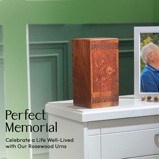 Aquaria Wooden Cremation Urns - Durable Rosewood Urns For Ashes