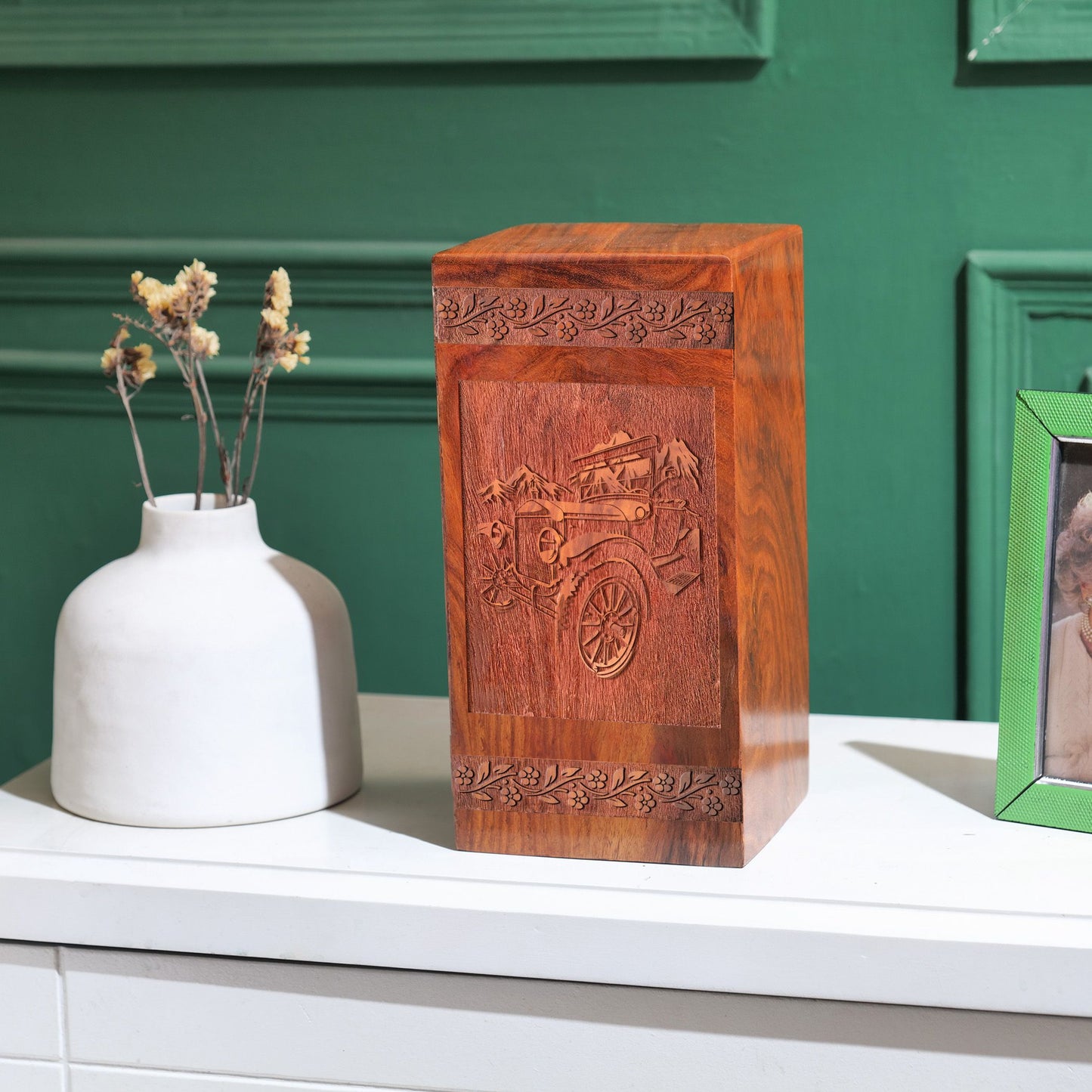 Vintage Car Wooden Box Urns - Personalized Rosewood Cremation Urns