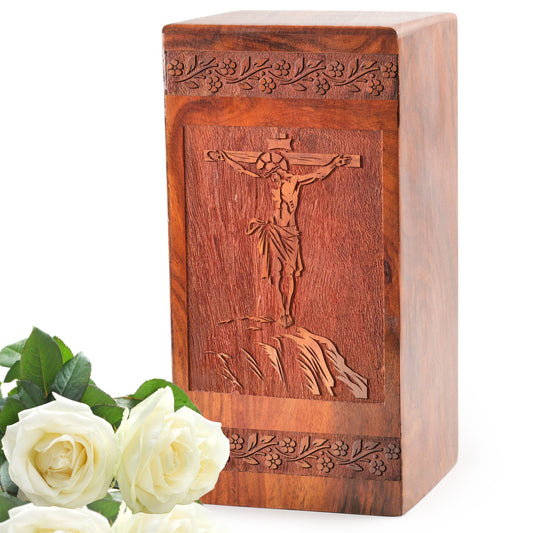 Christian Icons Wooden Box Urns - Handcrafted Wooden Cremation Urns