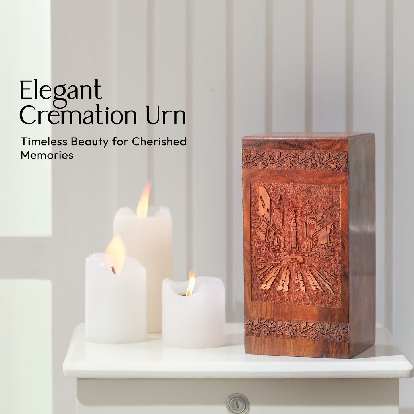 Times Square Wooden Box Urns - Elegant Cremation Urns