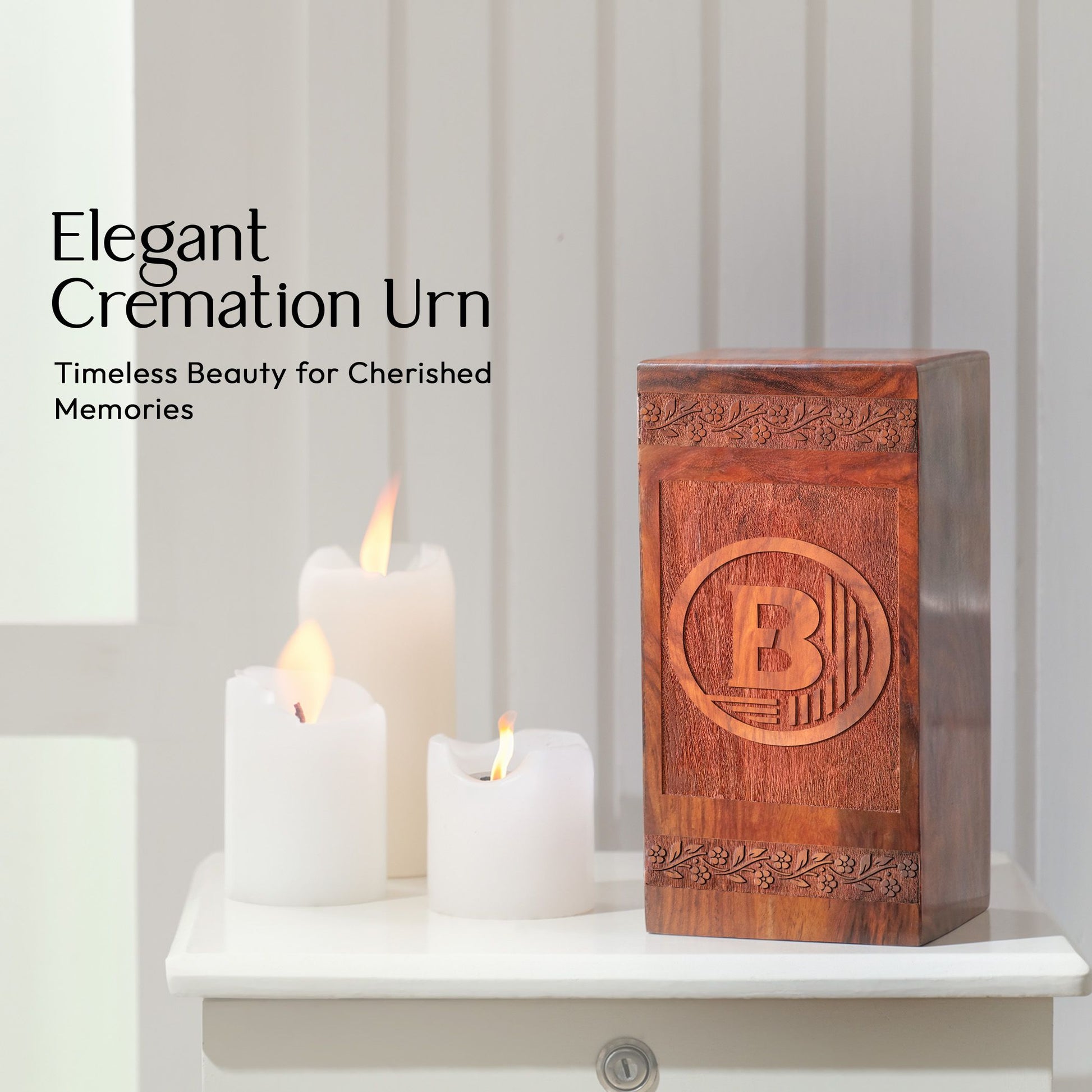 Letter B Wooden Box Urns - Custom Monogram Cremation Urns