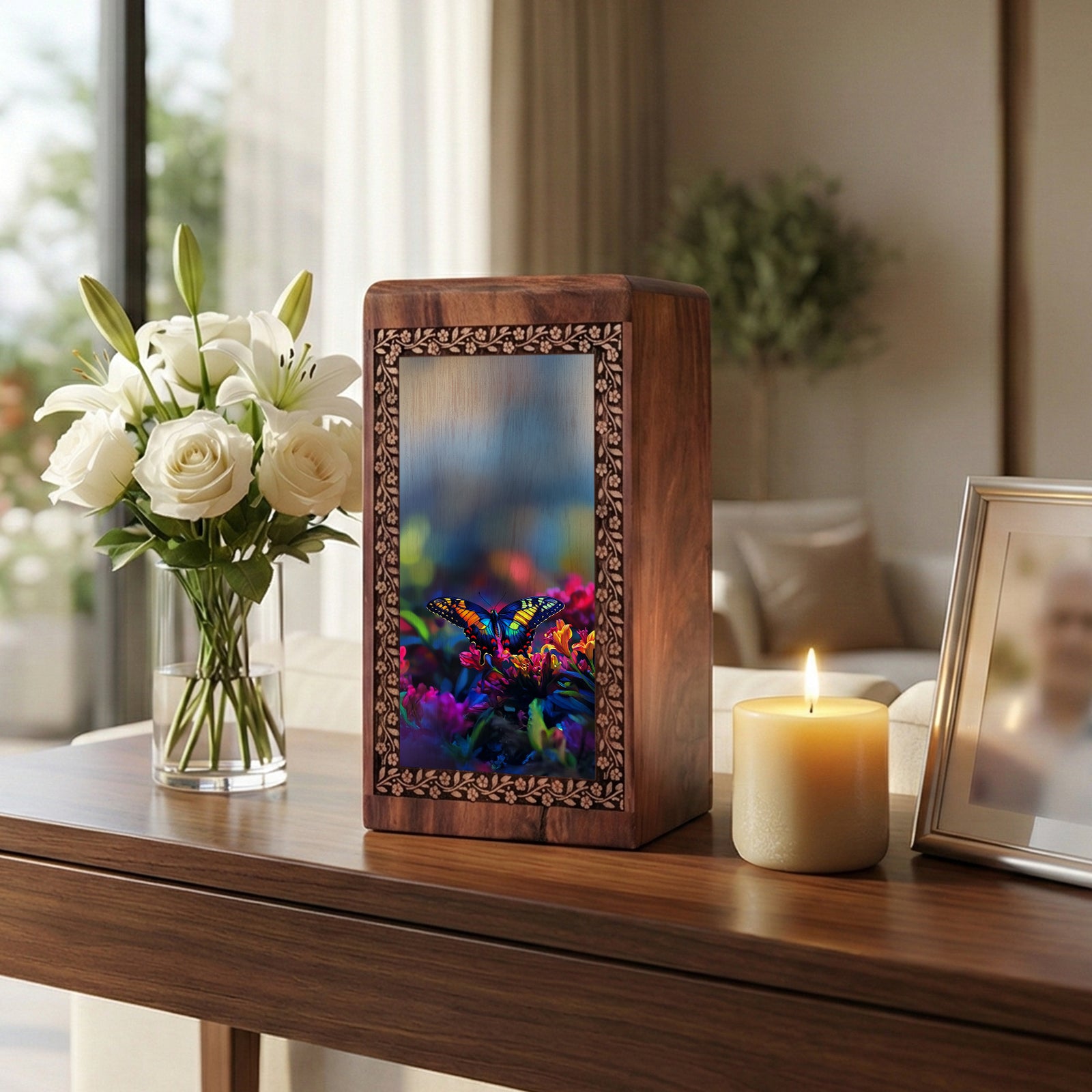 Butterfly Cremation Urns - Beautiful Wooden Urn For Human Ashes
