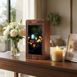 Orange Butterfly Memorial Urns For Ashes - Wooden Box Urns For Human Ashes
