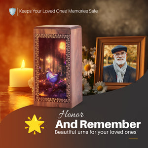 Majestic Butterfly Funeral Urn For Sale - Wooden Box For Ashes Burial
