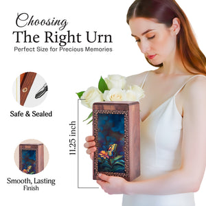 Beautiful Butterfly Wooden Urns For Ashes - Decorative Wooden Boxes For Ashes