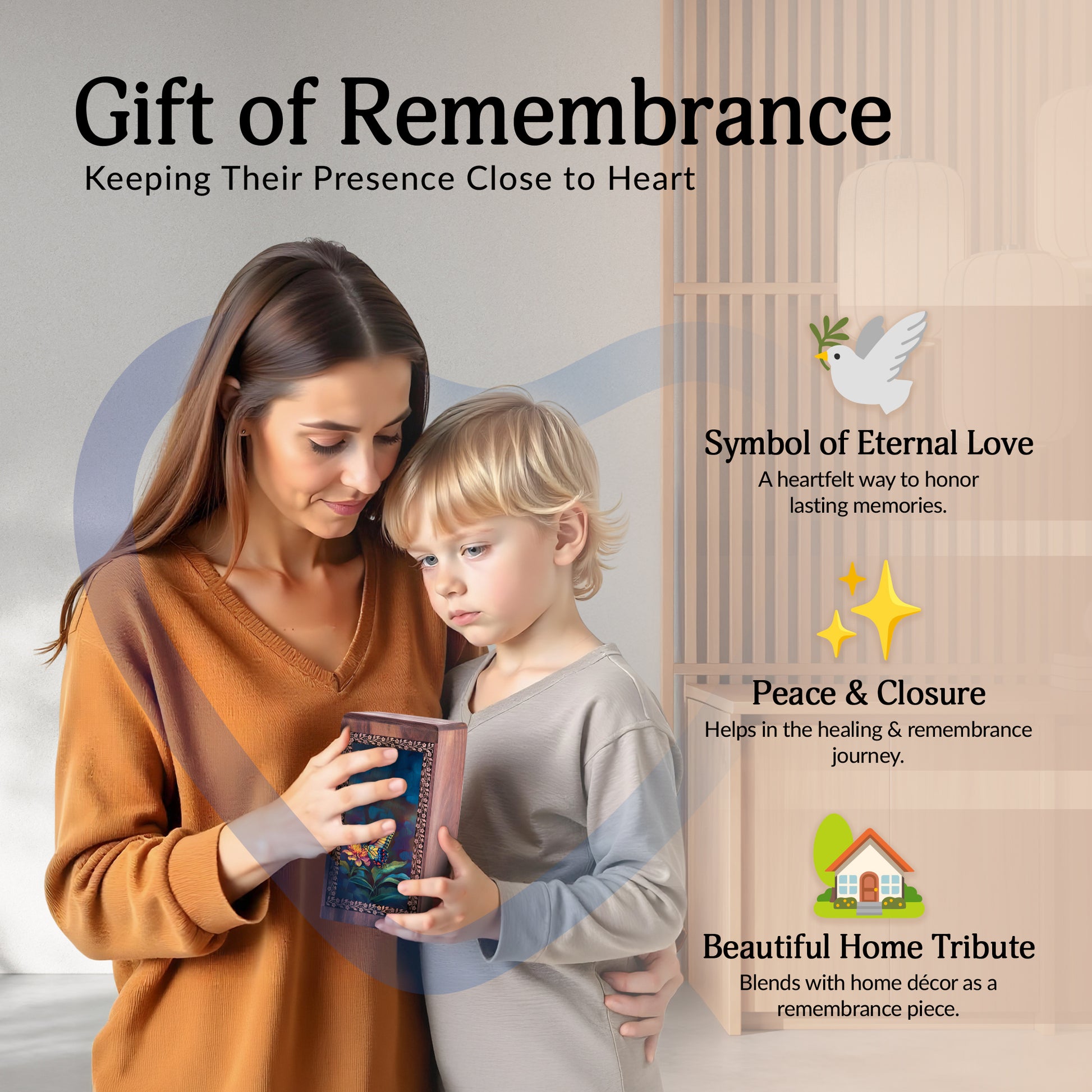 Beautiful Butterfly Wooden Urns For Ashes - Decorative Wooden Boxes For Ashes