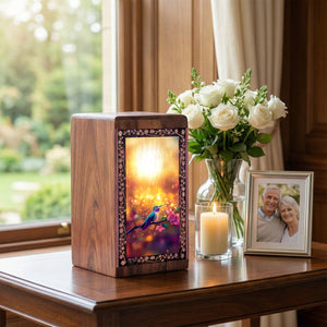 Golden Sunset Garden Handmade Urn - Humming Bird Urn For Ashes