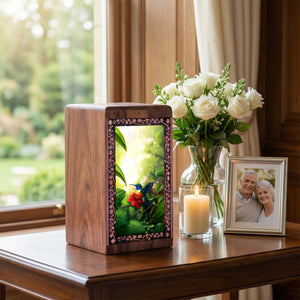 Decorative Bird Theme Wooden Box - Nature Theme Memorial For Ashes