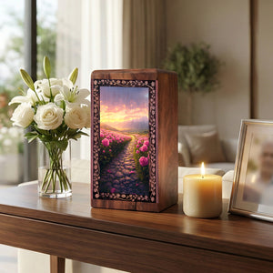 Handmade Pink Roses Memorial Urn - Funeral Boxes Ashes For Human Adult