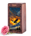 Bald Eagle Burial Urn For Adult Male & Female - Nature Themed Wooden Funeral Urns
