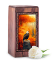 Autumn Forest Eagle Theme For Human Ashes - Wooden Cremation Urn For Ashes