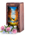 Autumn Forest Deer Urn Box - Wooden Cremation Urn Adult Male
