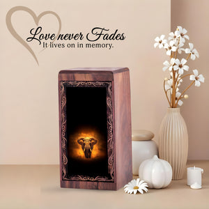 Elephant Soul Theme Cremation Urn - Wooden Cremation Box For Ashes