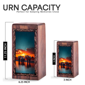 Premium Handmade Elephant Urn For Ashes - Elephant Sunset Reflection Urn For Female