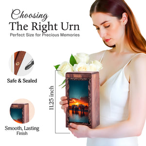 Premium Handmade Elephant Urn For Ashes - Elephant Sunset Reflection Urn For Female