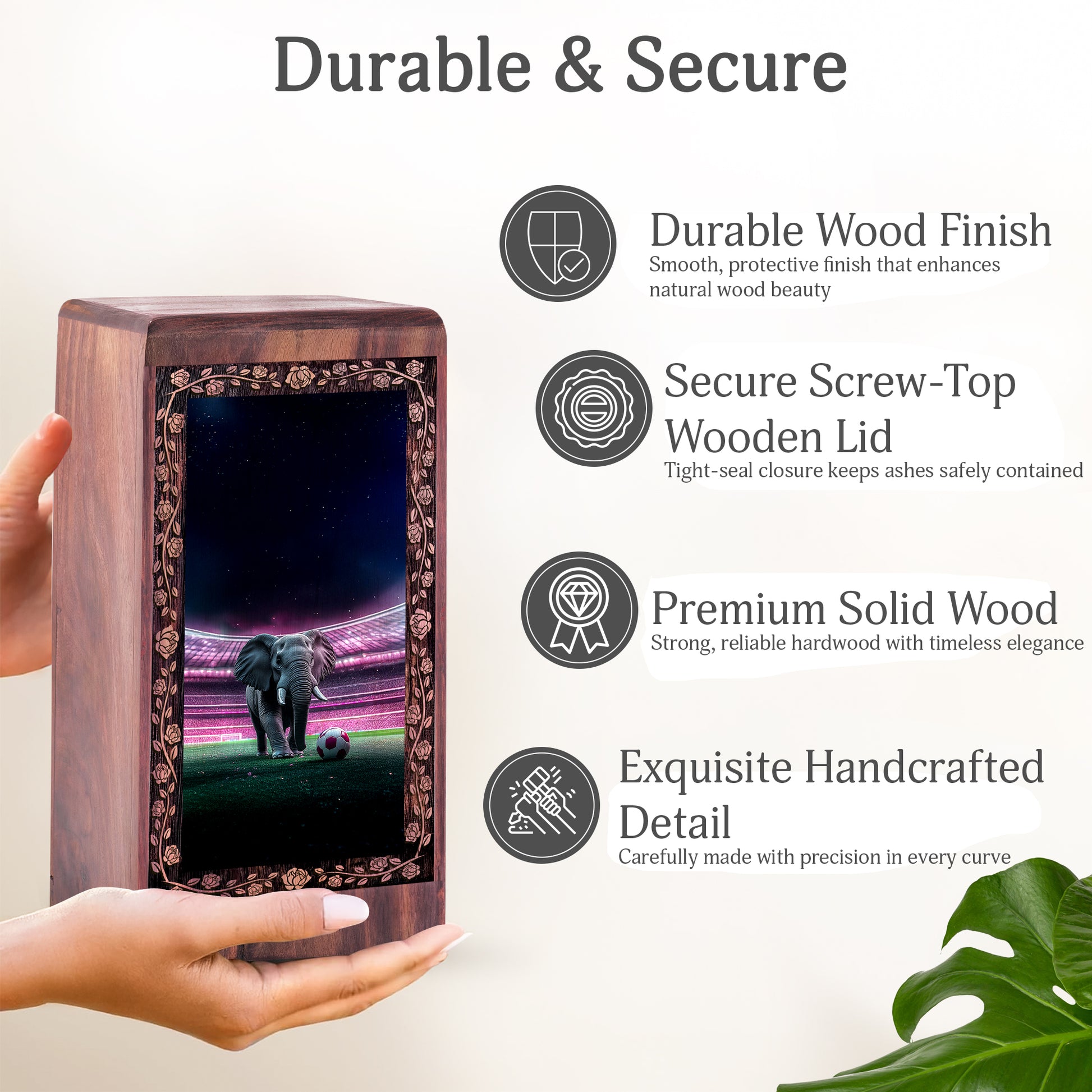 Elephant Football Artistic Theme Design - Cremation Urn For Human Ashes