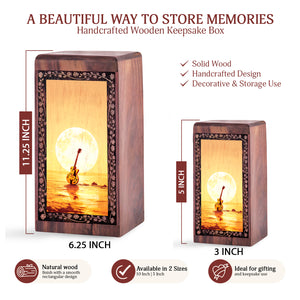Guitar Memorial Urn for Musician - Cremation Urn With Moonlite Ocean Theme