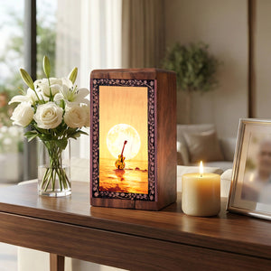 Guitar Memorial Urn for Musician - Cremation Urn With Moonlite Ocean Theme